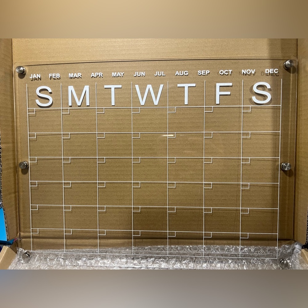 Transparent magnetized white board calander